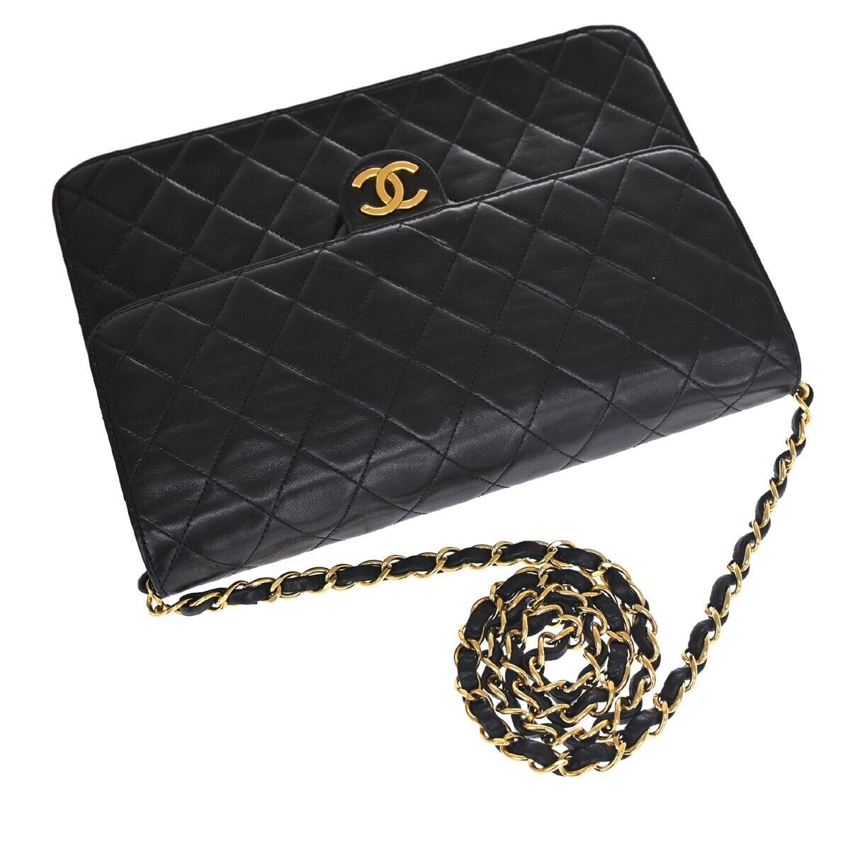 CHANEL CC Matelasse 25 Chain Shoulder Bag Leather Black GHW Vintage 813RH995