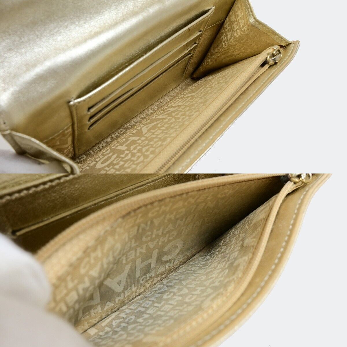 CHANEL CC Logo Stitch Flap Wallet Purse Denim Leather Blue Gold GHW 70RK156