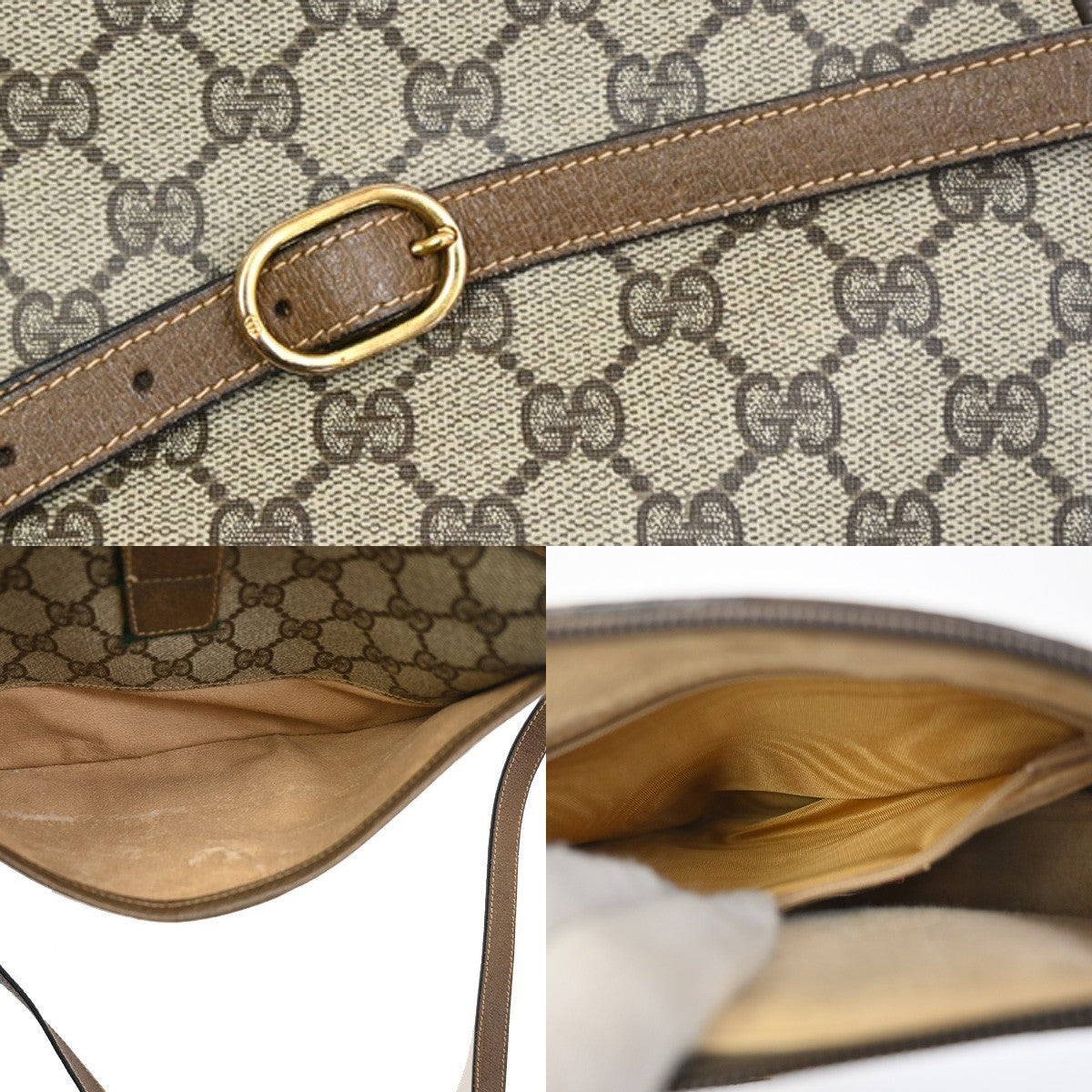 GUCCI Old Gucci Sherry Line Shoulder Bag PVC Leather Beige Italy 38MA031