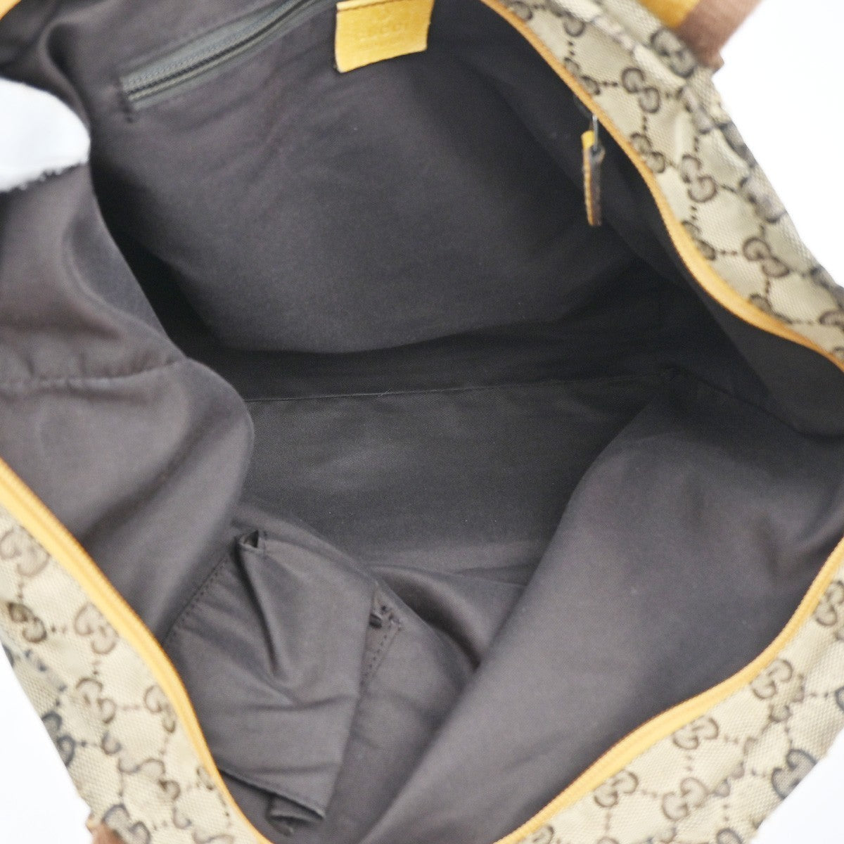 GUCCI GG Canvas Shoulder Tote Bag Leather canvas Yellow Italy 66CA368