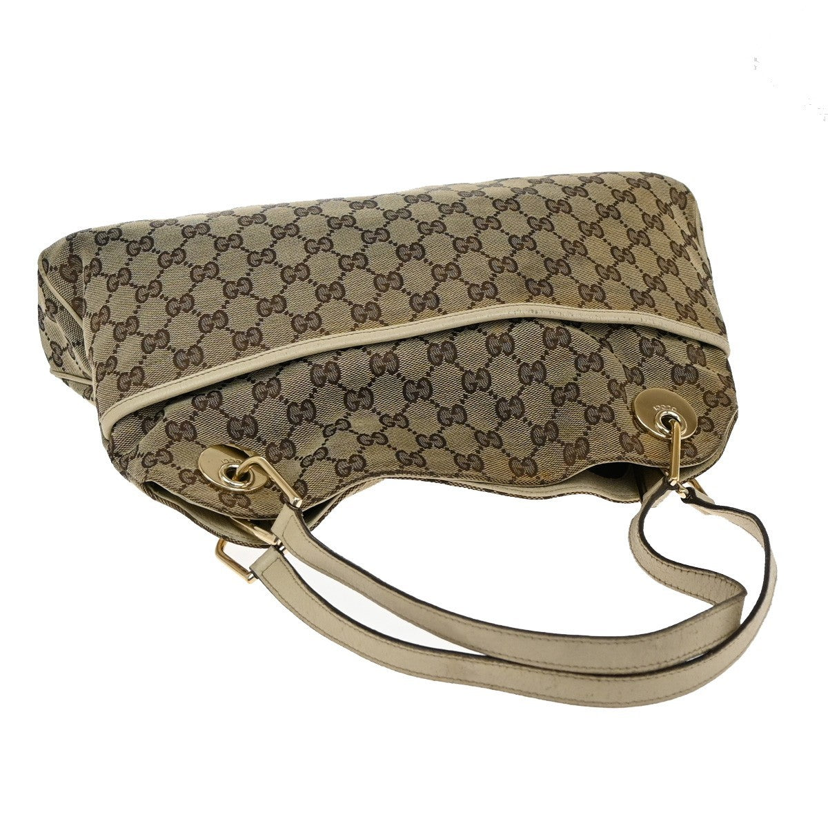 GUCCI GG Pattern Shoulder Tote Bag Canvas Leather Brown GHW Italy 61YH810