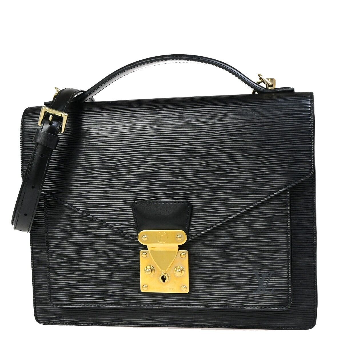 LOUIS VUITTON Monceau 2Way Shoulder Hand Bag Epi Leather Black M52122 10EB344