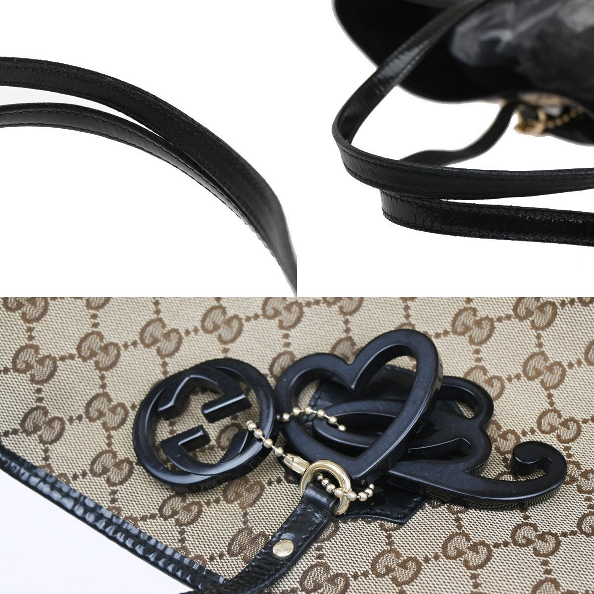 GUCCI GG Jolie Shoulder Hand Tote Bag Patent Leather Brown GHW 30CA363
