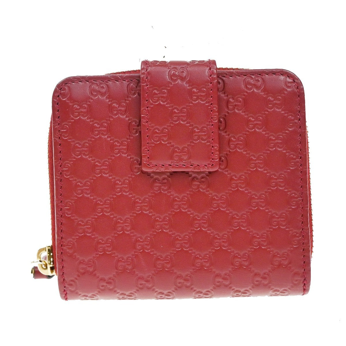 GUCCI Micro Guccissima GG Pattern Bifold Zipper Wallet Leather Red 34KP105