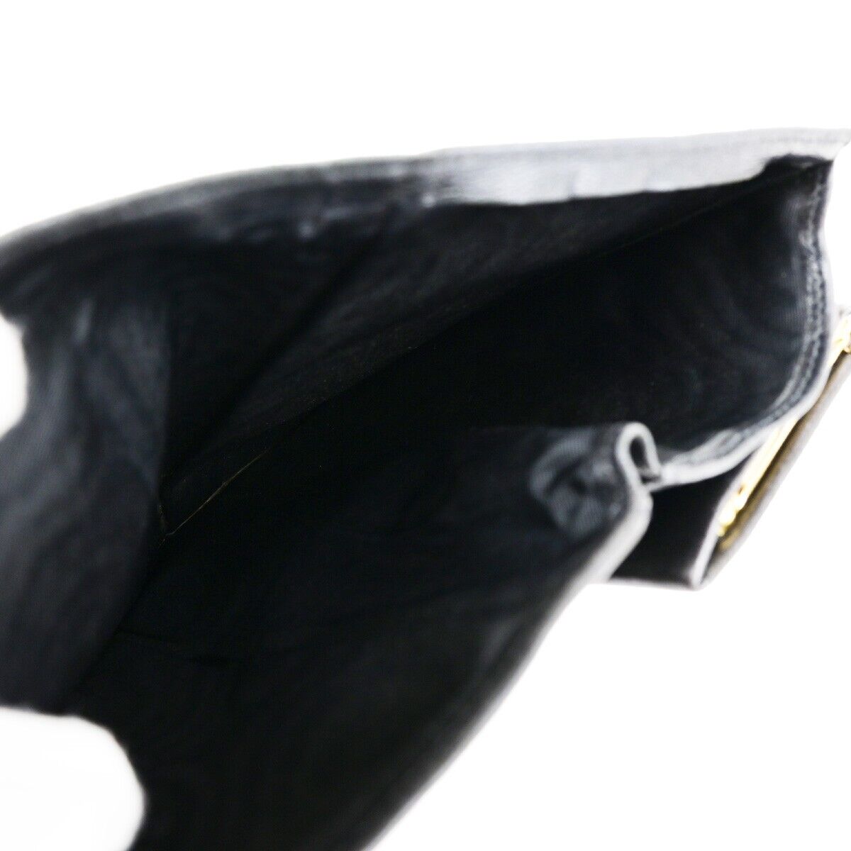 CHANEL CC Long Bifold Wallet Purse Leather Black GHW France Vintage 09EB001