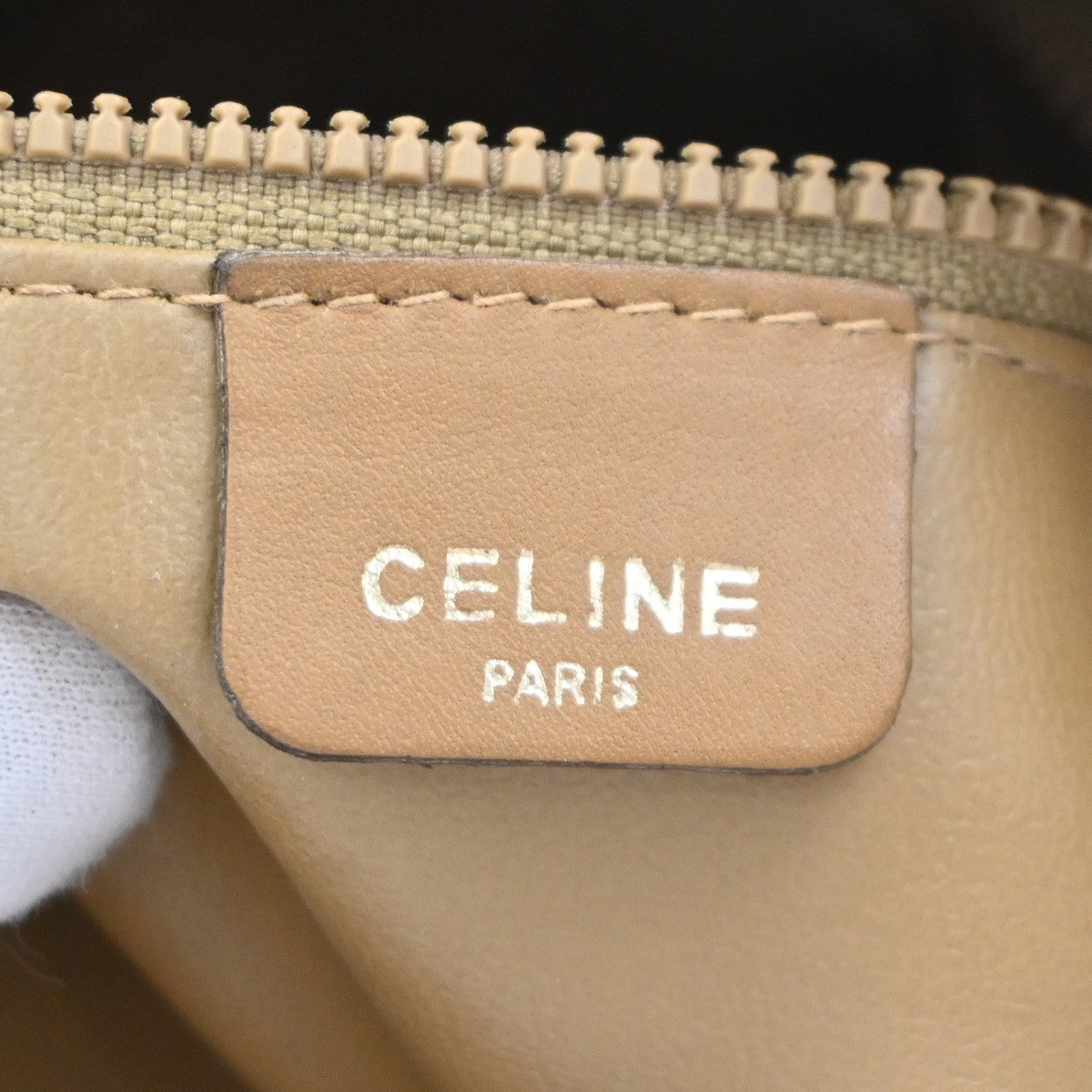 CELINE Macadam Pattern Drawstring Shoulder Bag PVC Leather Brown GHW 66CA994