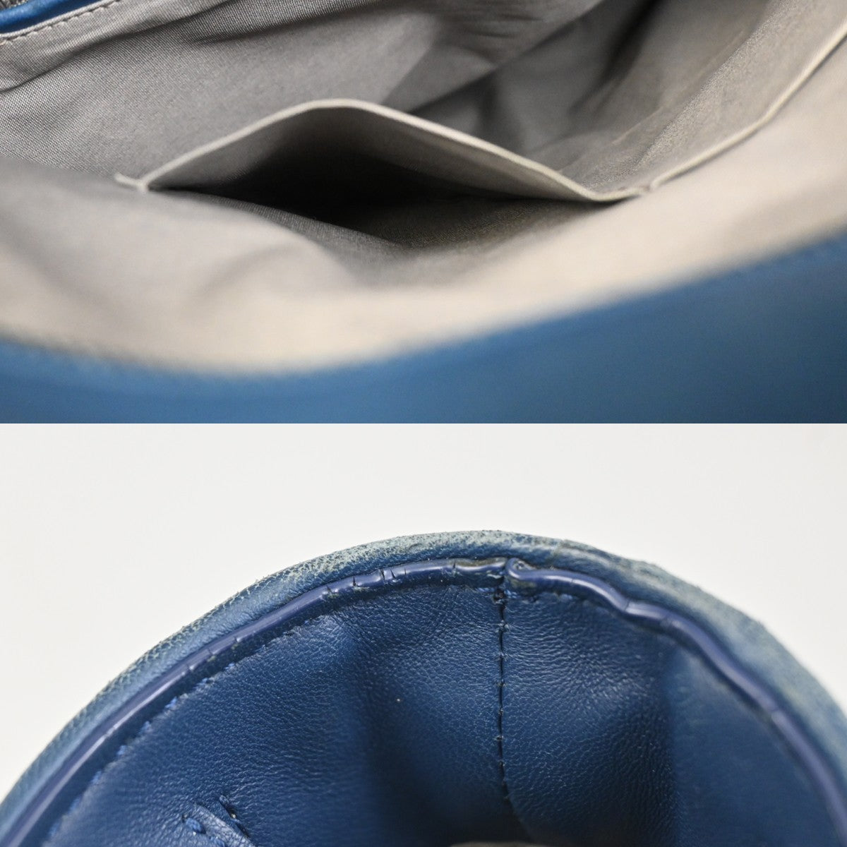BOTTEGA VENETA Logo Intrecciato Hand Tote Bag Canvas Leather Blue Italy 38ZA106