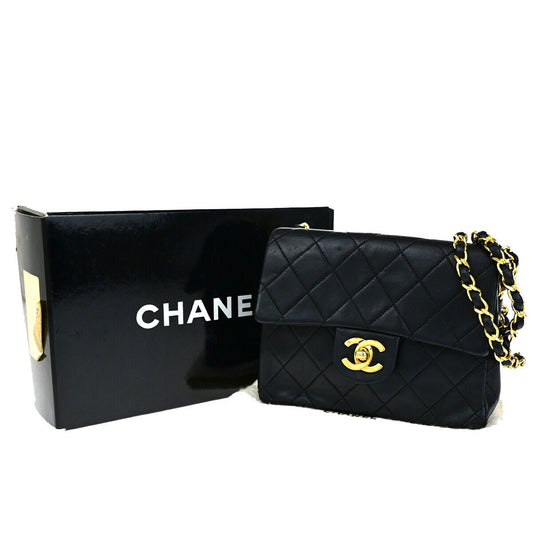CHANEL CC Mini Matelasse Chain Shoulder Bag Leather GHW Black Vintage 359RJ892