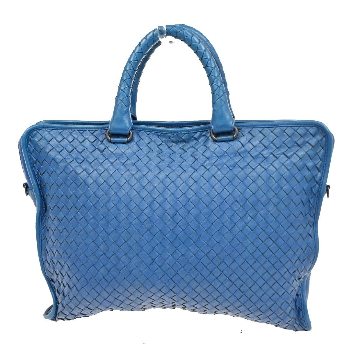 BOTTEGA VENETA Intrecciato Briefcase Logo Top Handle Bag Leather Blue 31CA722