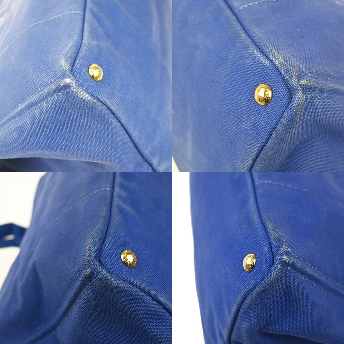 PRADA Logo CANAPA Shoulder Hand Tote Bag Canvas Leather Blue GHW 36KC773