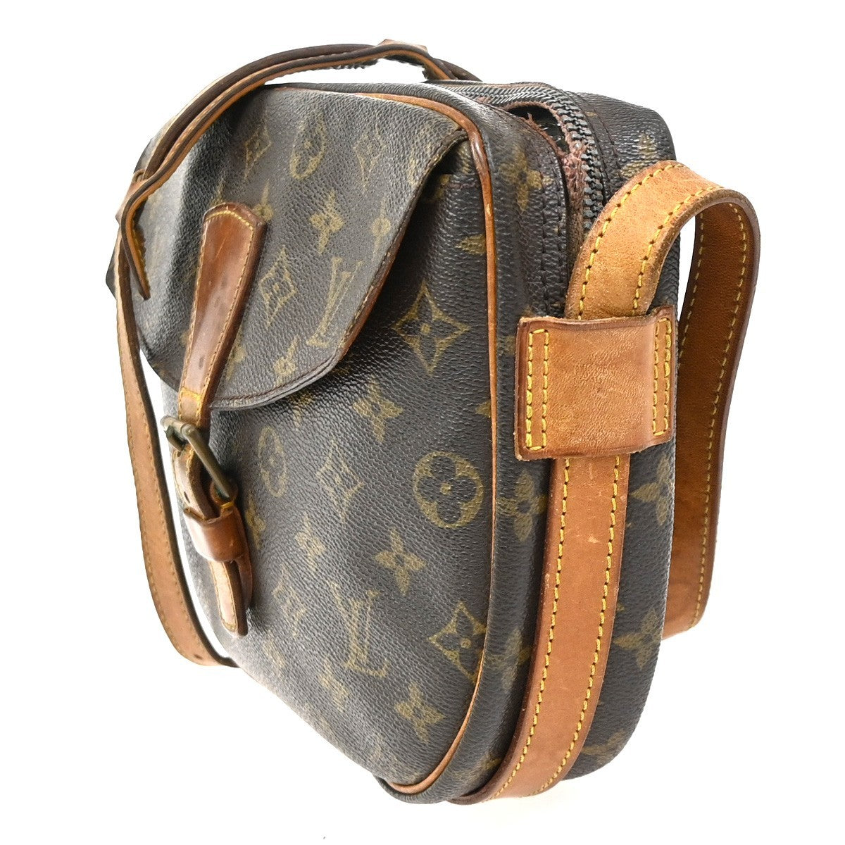 LOUIS VUITTON Jeune Fille GM Shoulder Bag Monogram Leather Brown M51225 05PA053