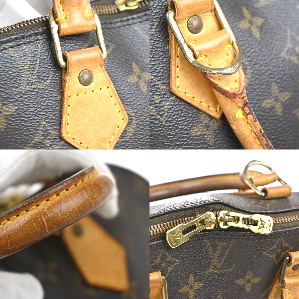 LOUIS VUITTON LV Logo Alma Hand Bag Monogram Leather Brown France M51130 36KC363