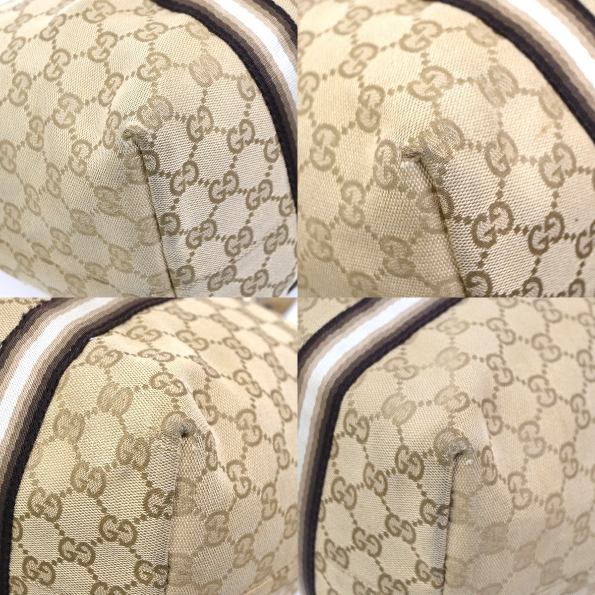 GUCCI GG Sherry Line ShoulderTote Bag Canvas Leather Beige Italy 137396 31MA072