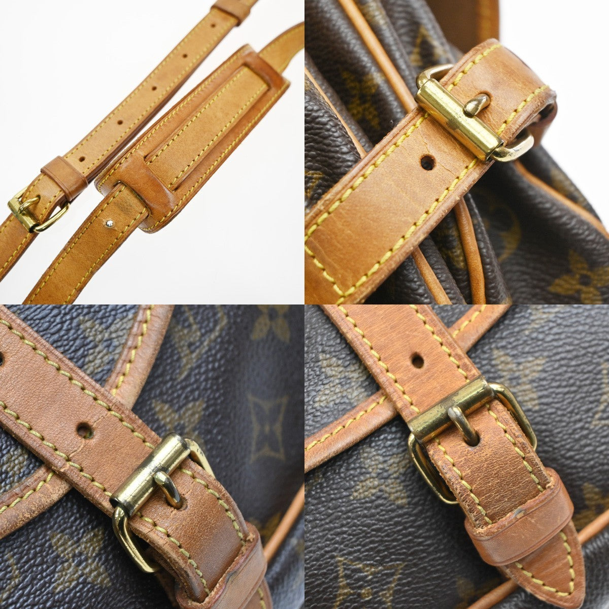 LOUIS VUITTON Logo Saumur 30 Shoulder Bag Monogram Leather Brown M42256 73KP436