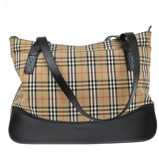 BURBERRYS Logo Nova Check Shoulder Tote Bag Canvas Leather Beige Black 02FC152