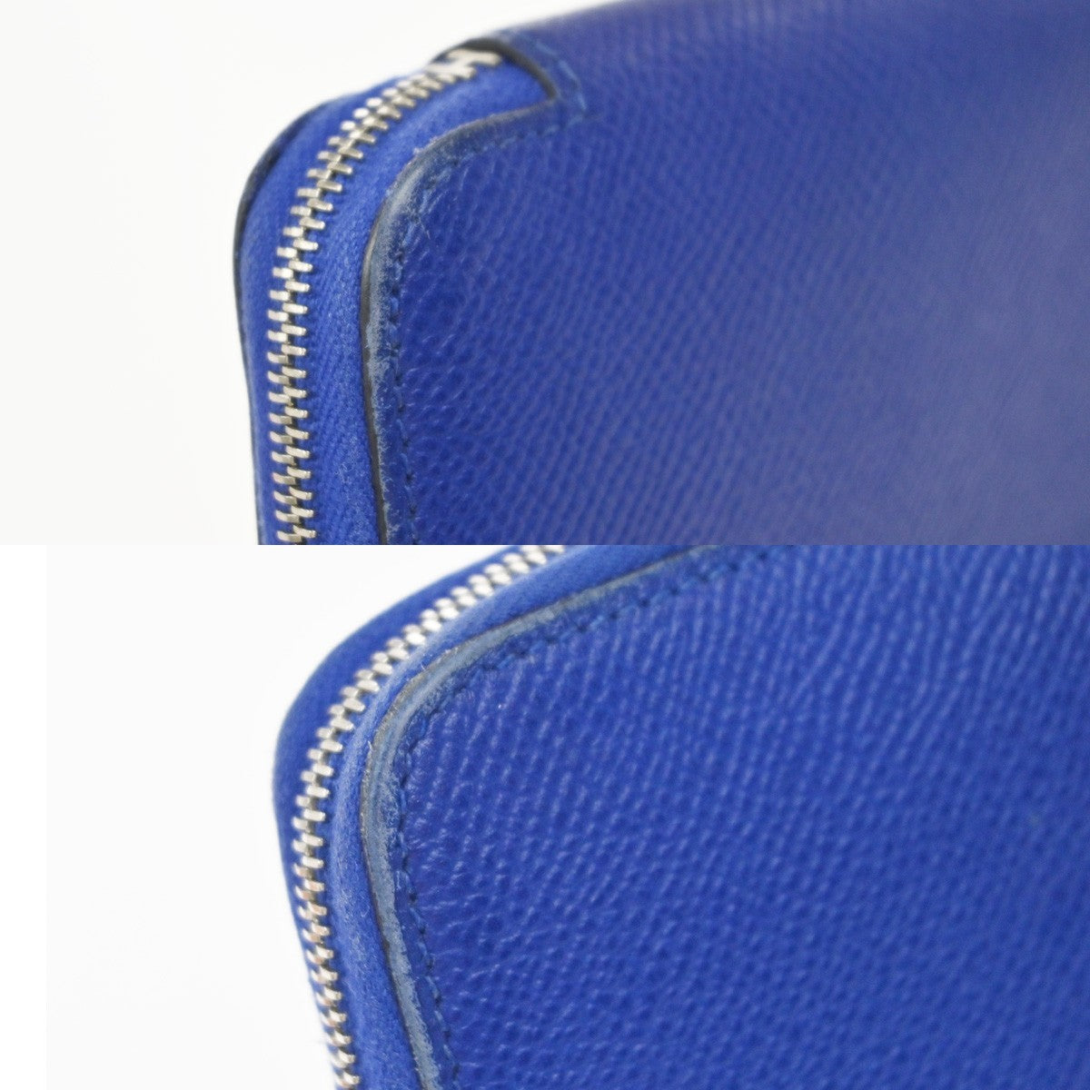 HERMES Azap Classique Long Zipper Wallet Silk In Epsom Leather Blue SHW 36RP162