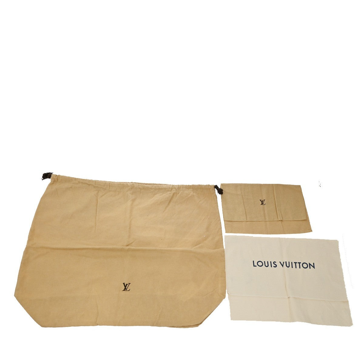 LOUIS VUITTON Logo 10 Set Dust Bag Drawstring Canvas Cotton Beige Brown 03KB470