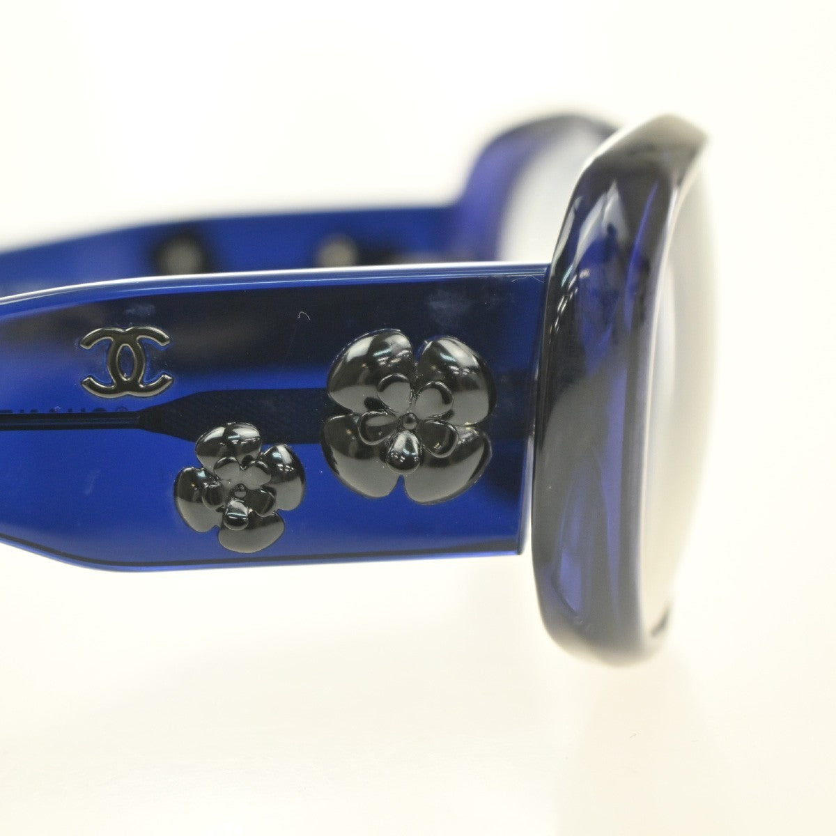 CHANEL CC Logo Camellia Sunglasses Eye Wear Plastic Blue 5113 Italy 60RL750