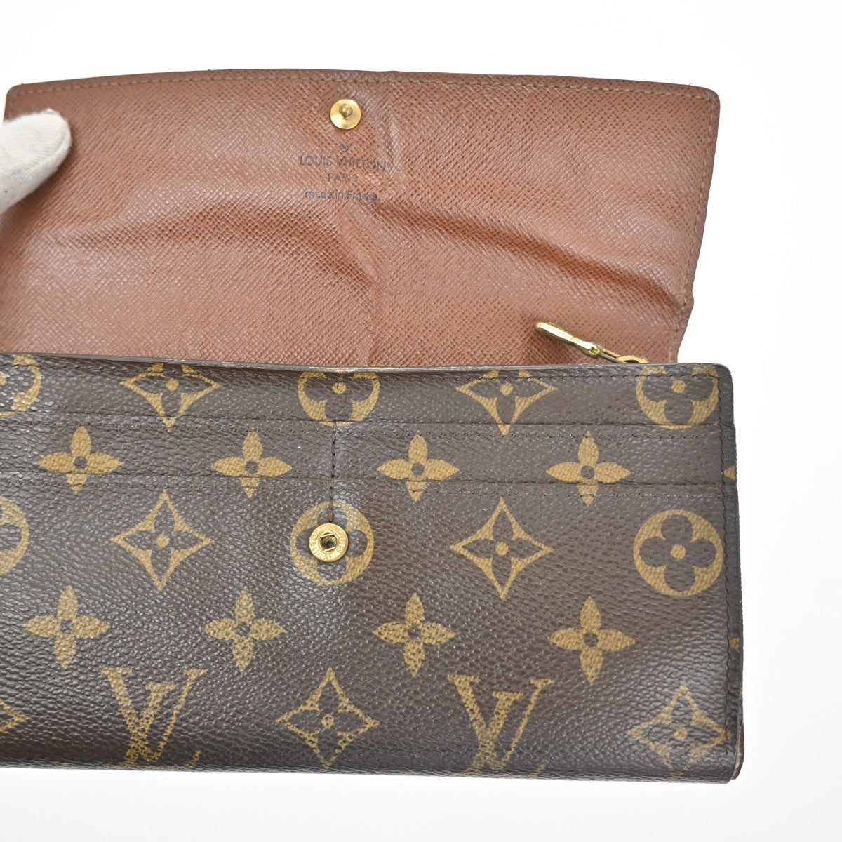 LOUIS VUITTON LV Logo 2 Set Bifold Wallet Monogram Leather Brown 65KC913