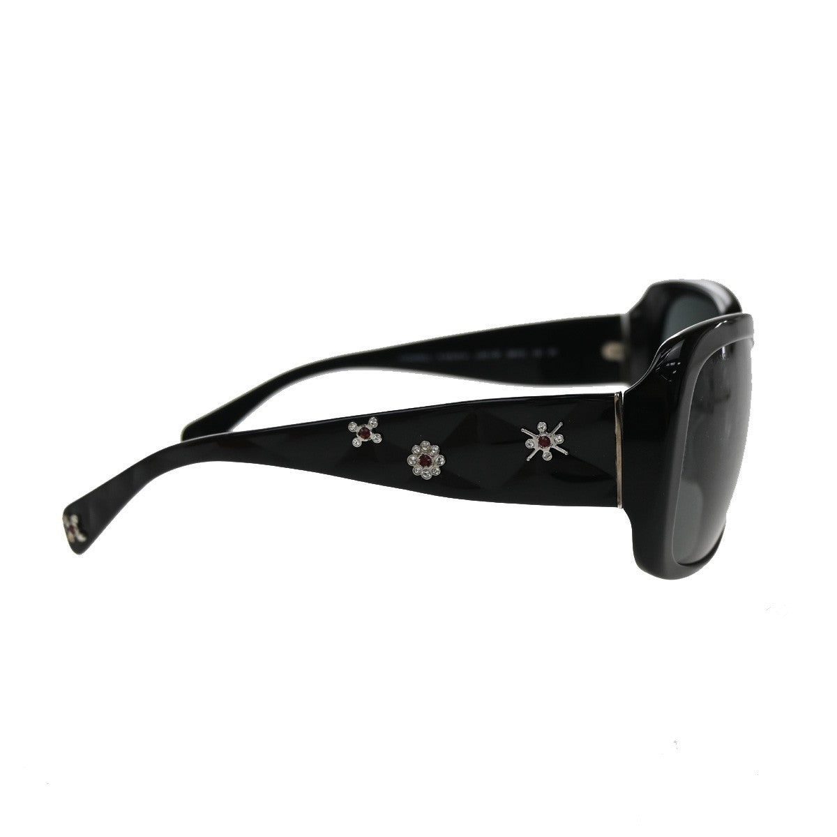 CHANEL CC Logo Sunglasses Eye Wear Rhinestone Plastic Black 5149-B-A  63RL484