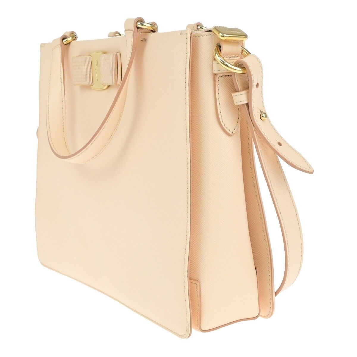 SALVATORE FERRAGAMO Logo Vara 2Way Shoulder Hand Bag Leather Pink Italy 69EC545