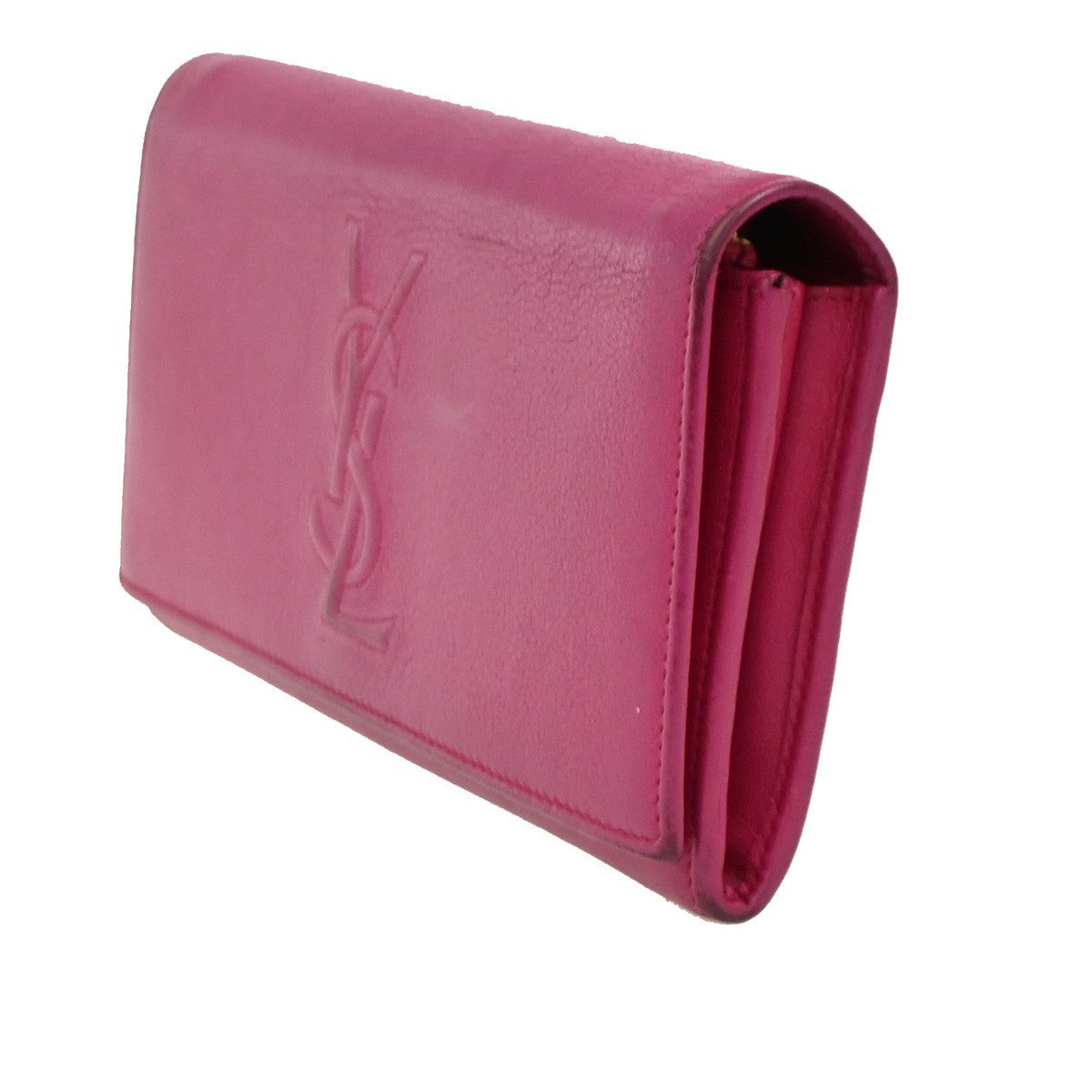 YVES SAINT LAURENT YSL Logo Belle De Jour Long Wallet Leather Pink GHW 66KB977