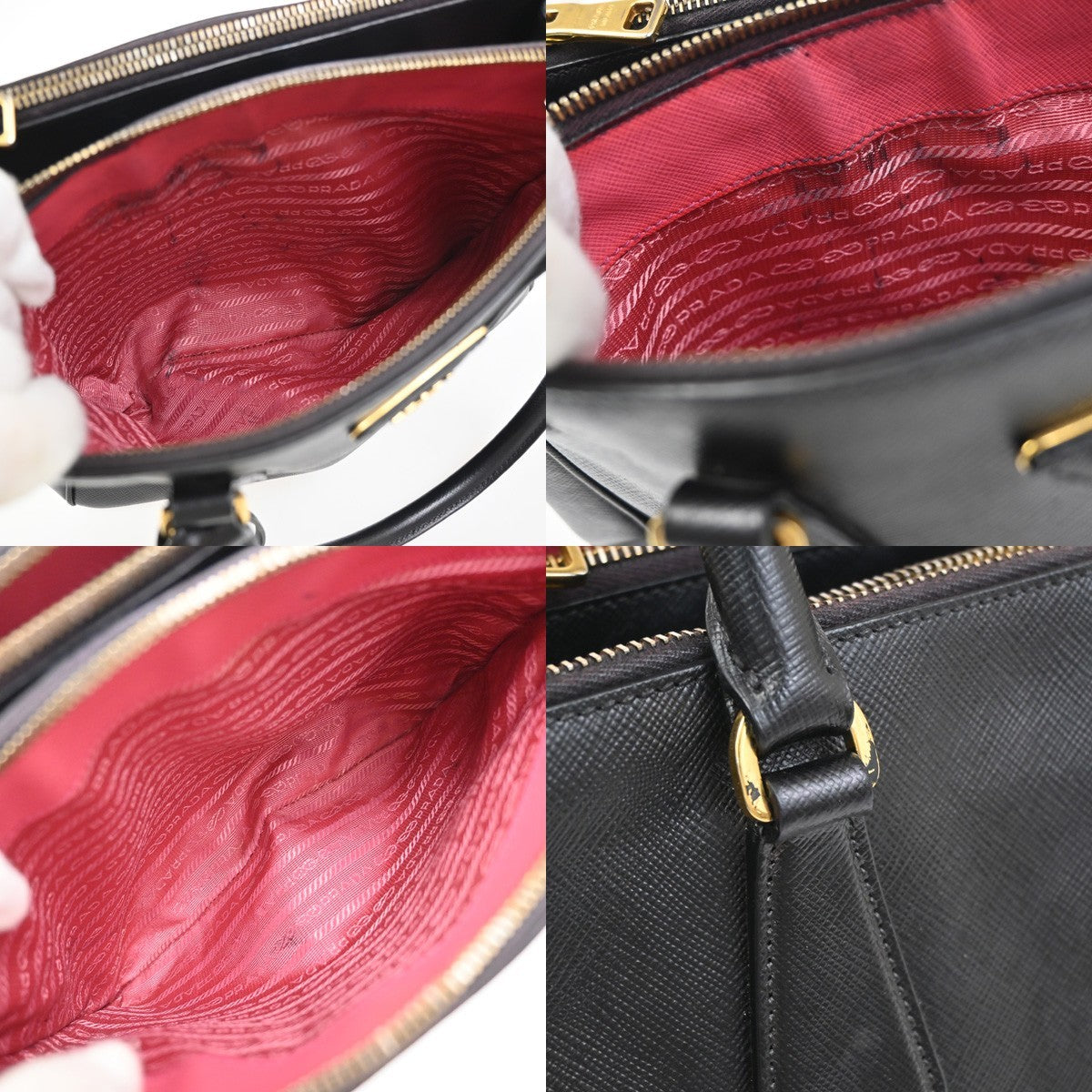 PRADA Logo Galleria Shoulder  Hand Bag Saffiano Leather Black GHW Italy 72YJ039
