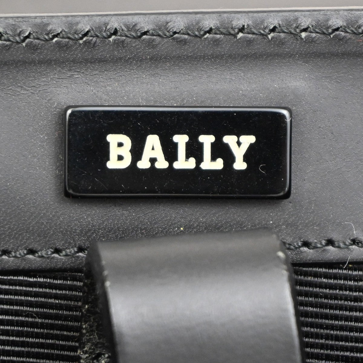 BALLY Logo Briefcase Business Hand Bag Leather Black SHW Spain 09ZA039