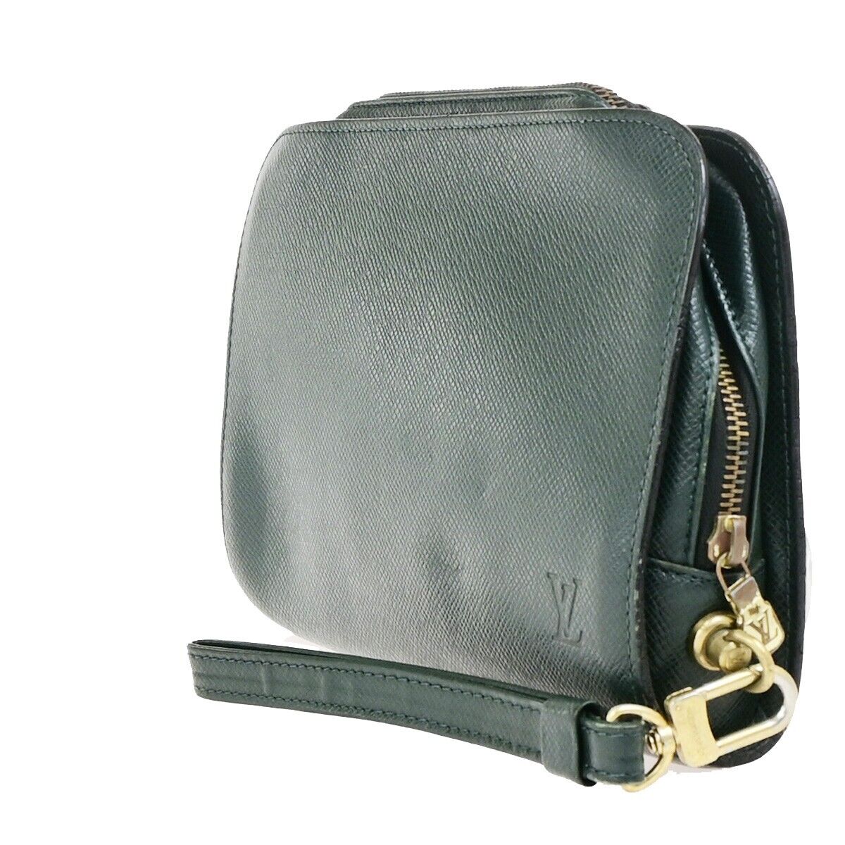 LOUIS VUITTON LV Logo BAIKAL Clutch Hand Bag Taiga Leather Epicea M30184 05EC929