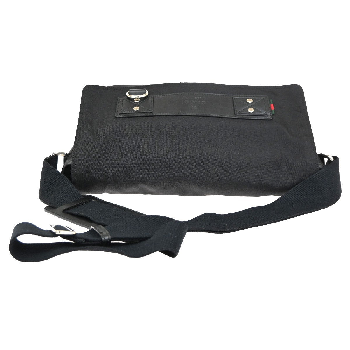 GUCCI Logo Sherry Messenger Shoulder Bag Canvas Leather Black SHW Italy 83KC636