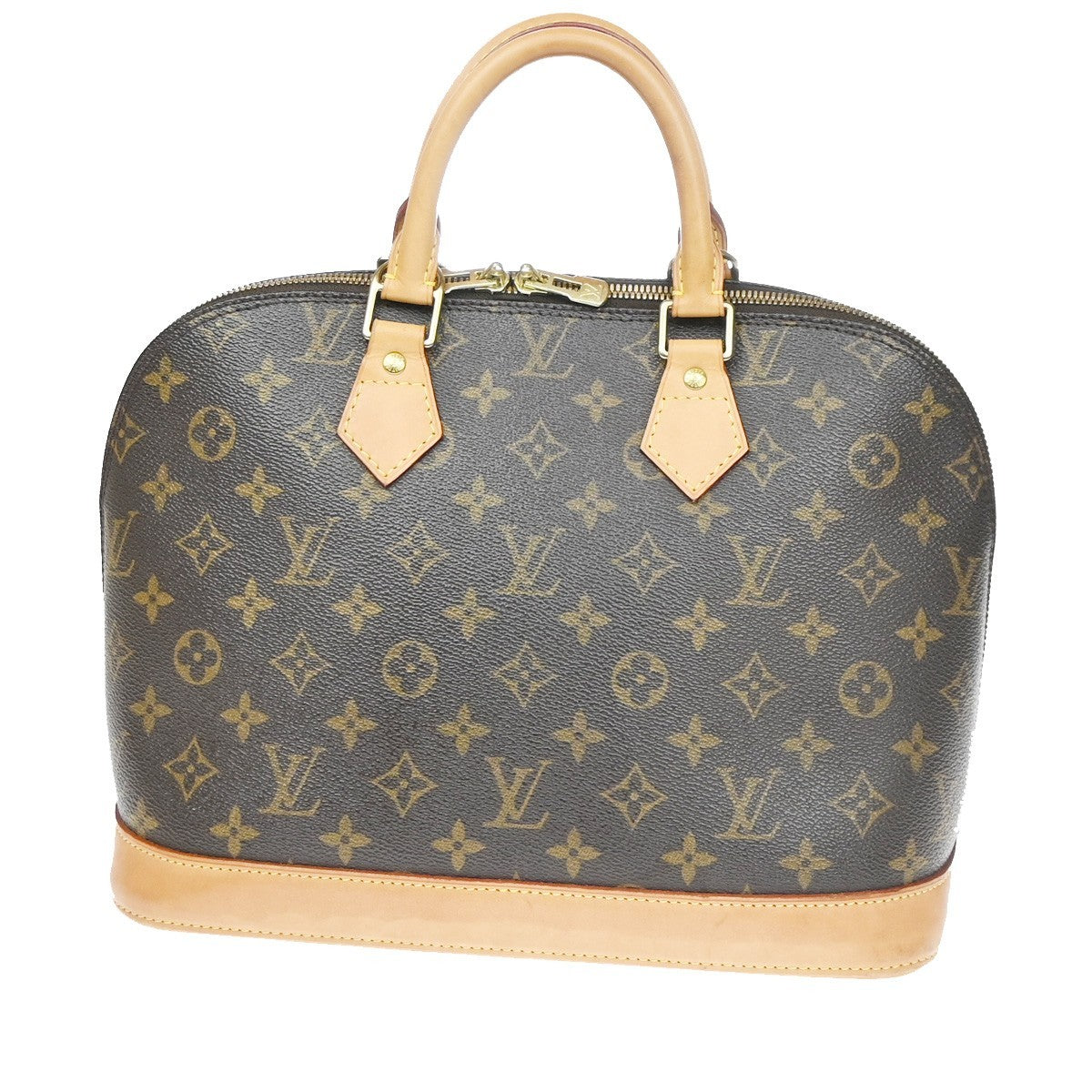LOUIS VUITTON LV Logo Alma Hand Bag Monogram Leather Brown France M51130 82YJ207