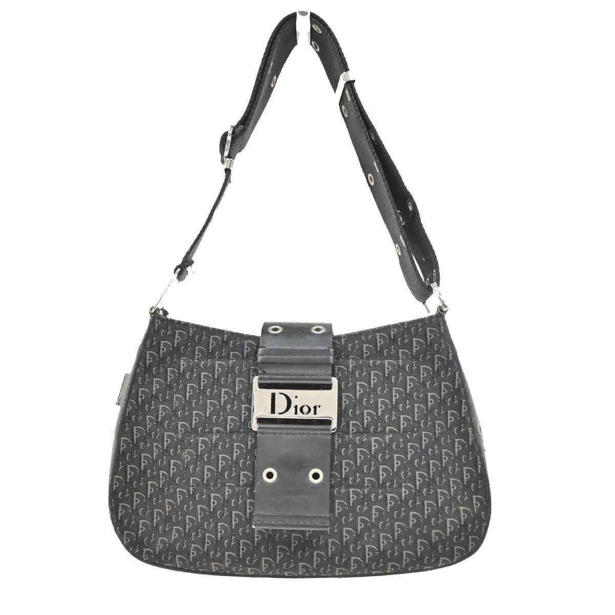 CHRISTIAN DIOR Trotter Street Chic Shoulder Bag Canvas Leather BK SHW 73CA909