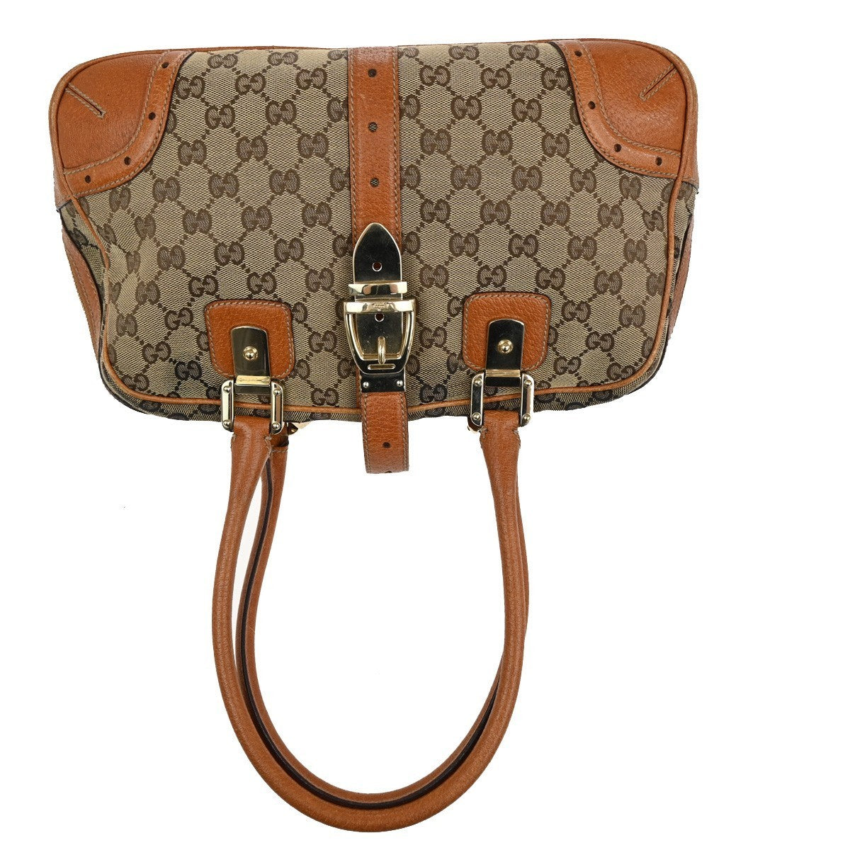 GUCCI GG Pattern Shoulder Tote Bag Canvas Leather Brown GHW Italy 80TA329