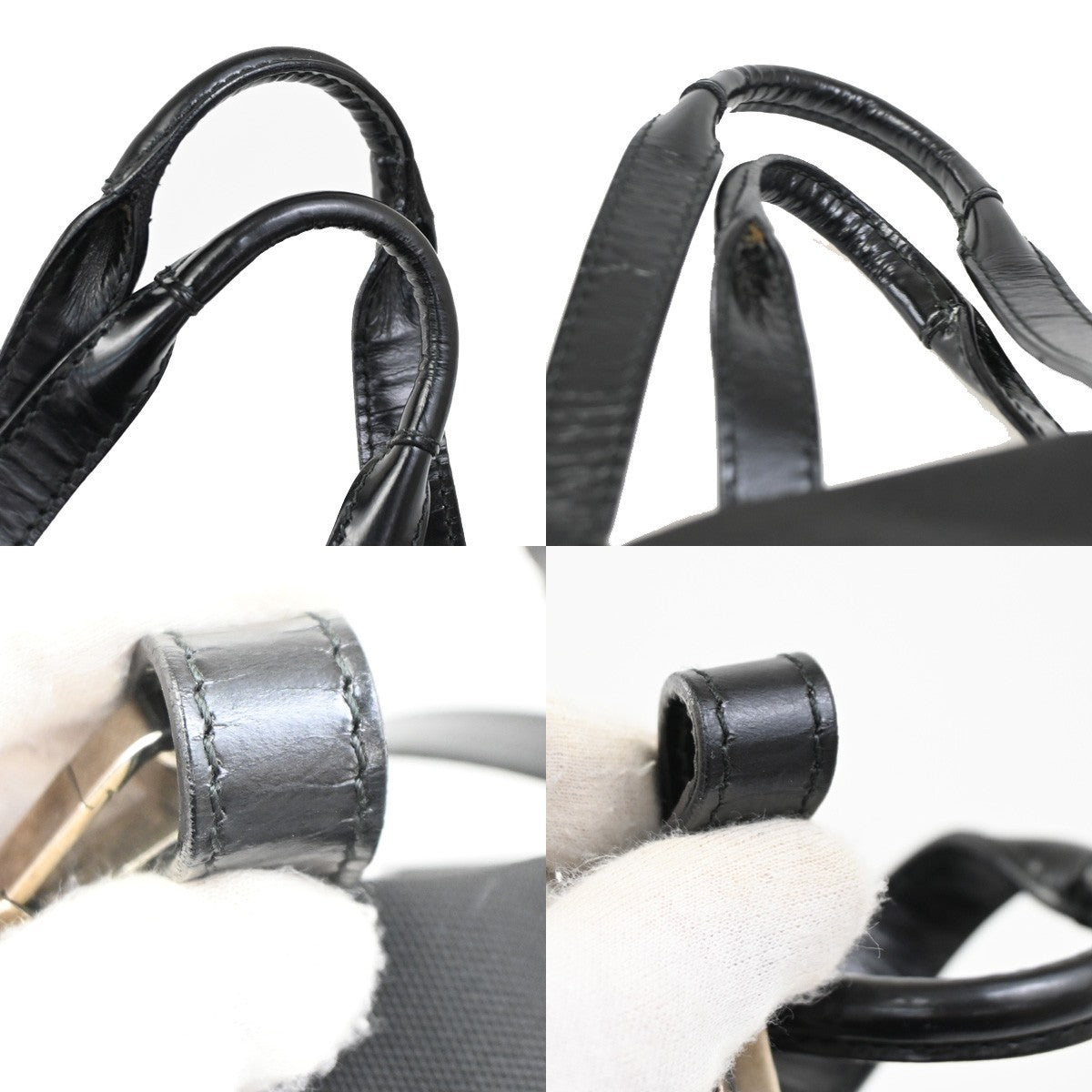 GUCCI 2Way Shoulder Hand Bag Nylon Black Sliver Italy 09DA133