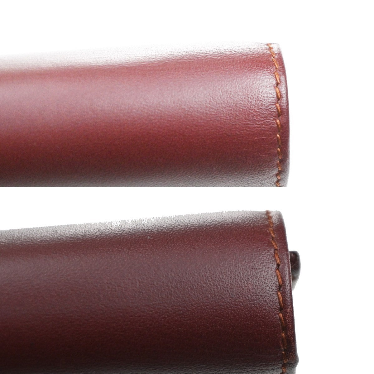CARTIER Logo Must Line Clutch Hand Bag Leather Red Burgundy GHW 09MA544