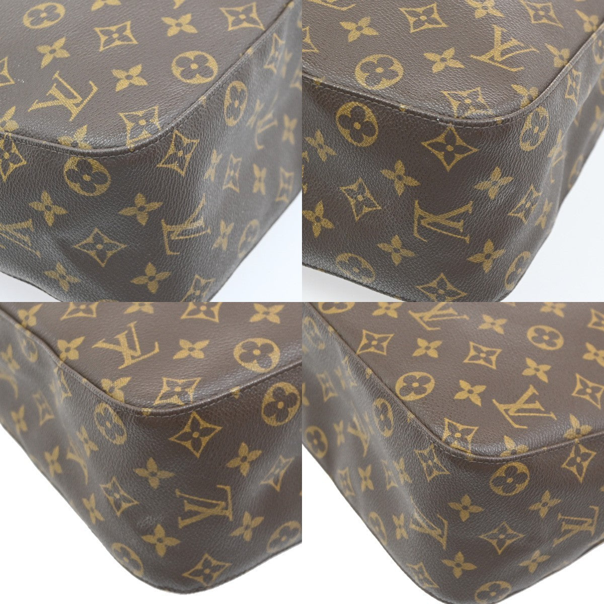 LOUIS VUITTON Logo Looping GM Shoulder Bag Monogram Leather Brown M51145 13PA045