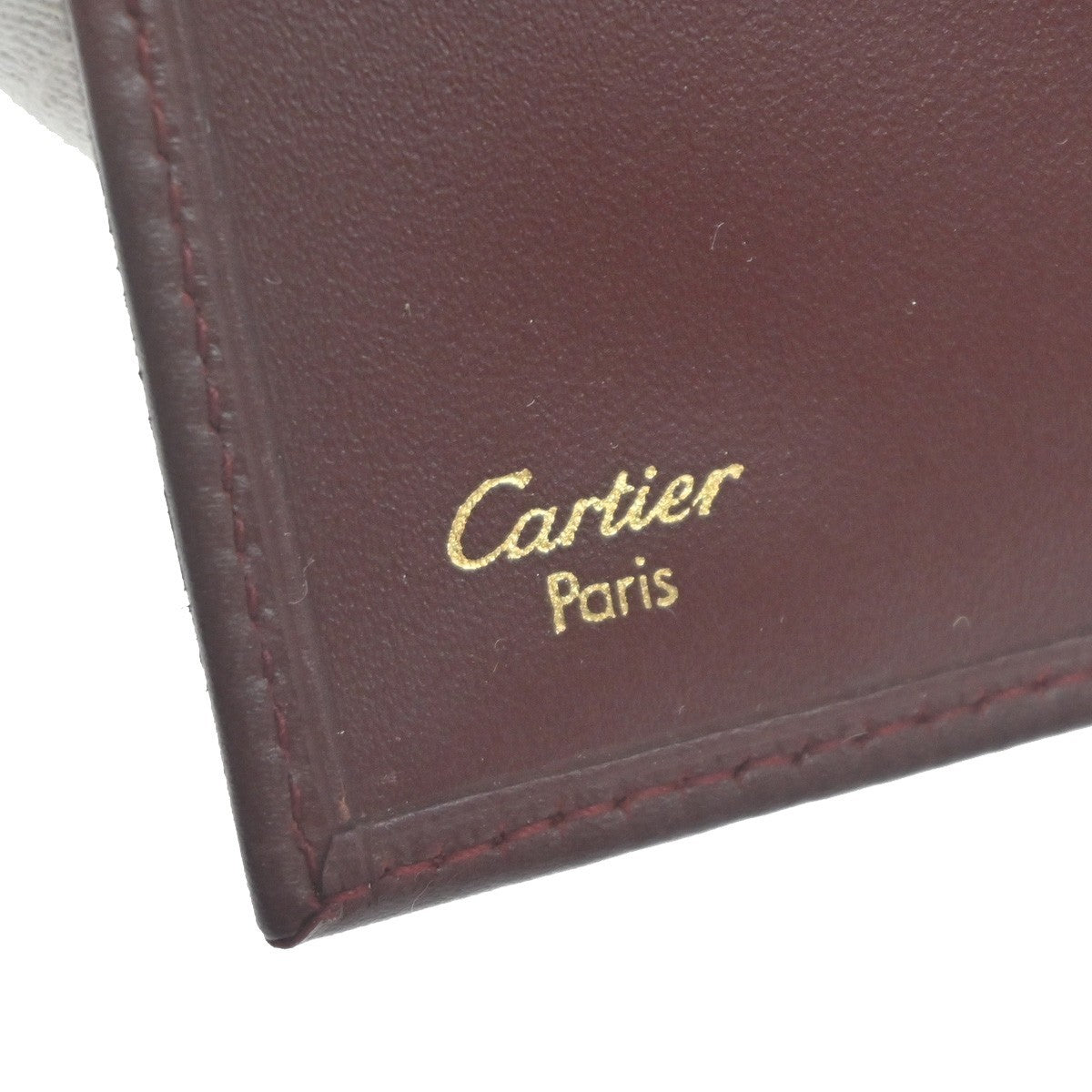 Cartier 2C Logo Trifold Compact Wallet Purse Leather Red Gold Italy 01RL879