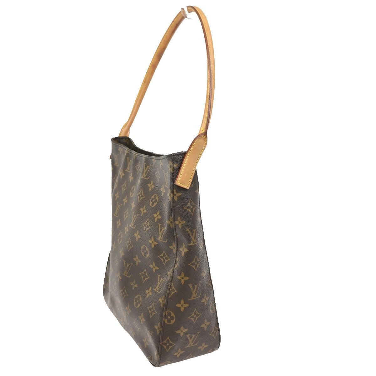 LOUIS VUITTON Logo Looping GM Shoulder Bag Monogram Leather Brown M51145 11CA656