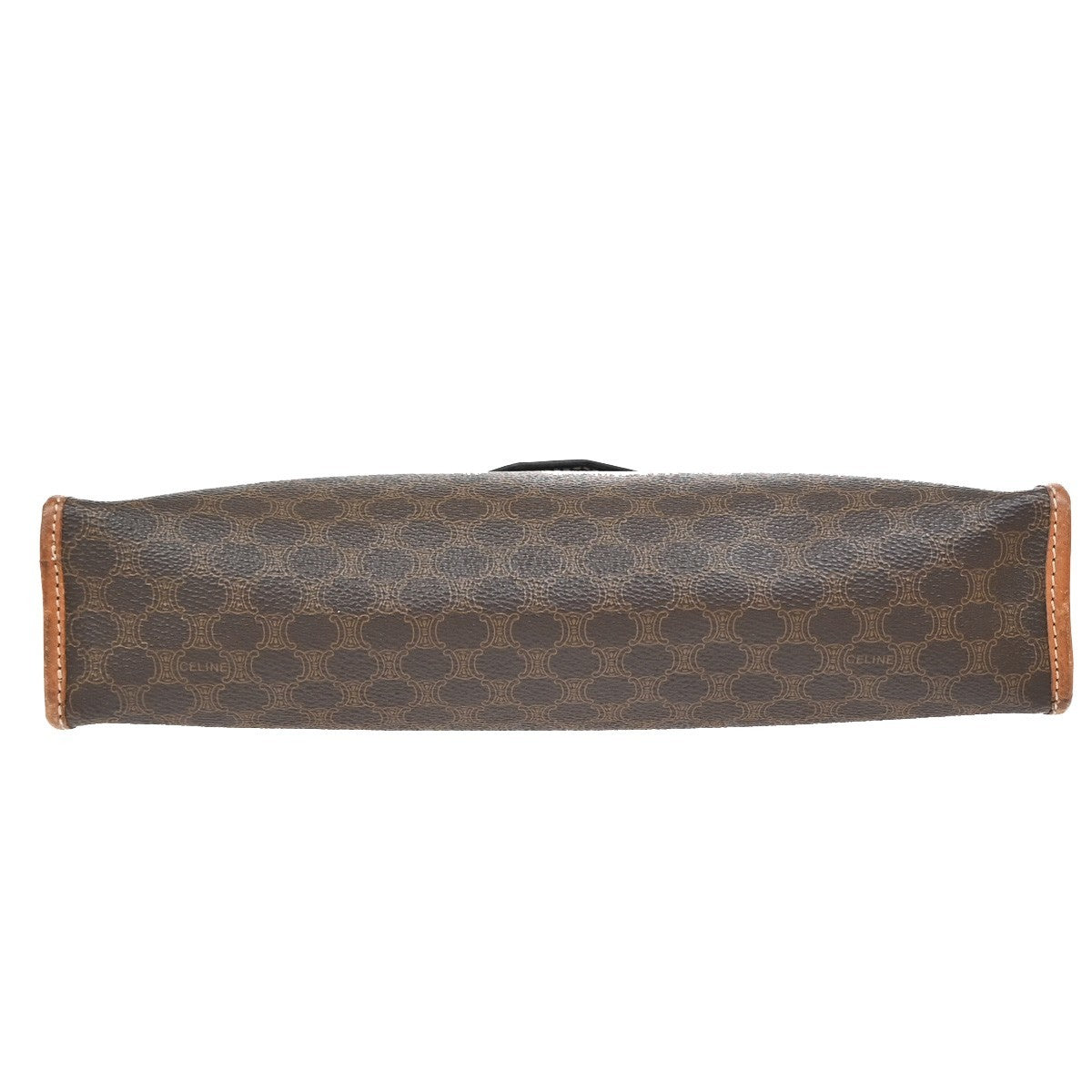 CELINE Logo Macadam Pattern Clutch Bag PVC Leather Brown GHW Italy 08EF822