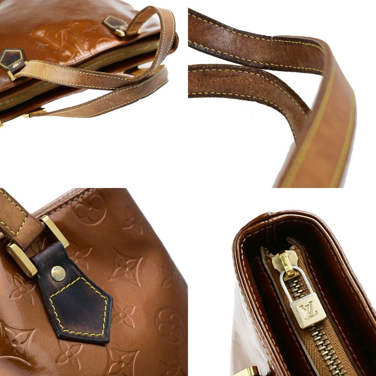 LOUIS VUITTON Houston Shoulder Bag Monogram Vernis Leather Bronze M91122 05EC927