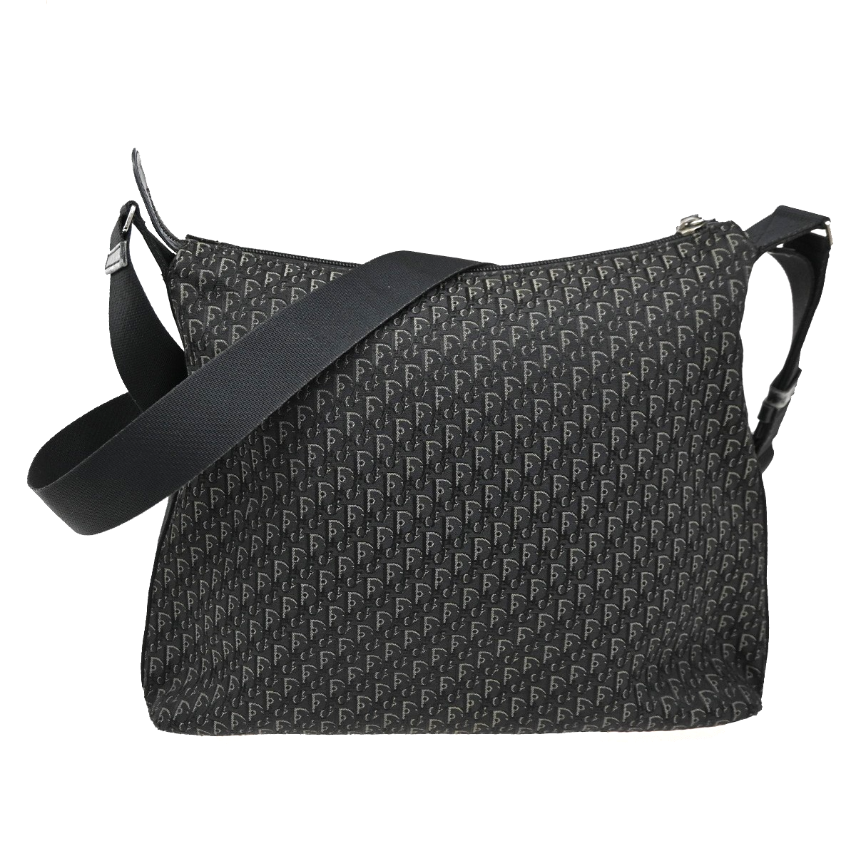 CHRISTIAN DIOR Logo Trotter Pattern Messenger Bag Canvas Leather BK SHW 79CA476