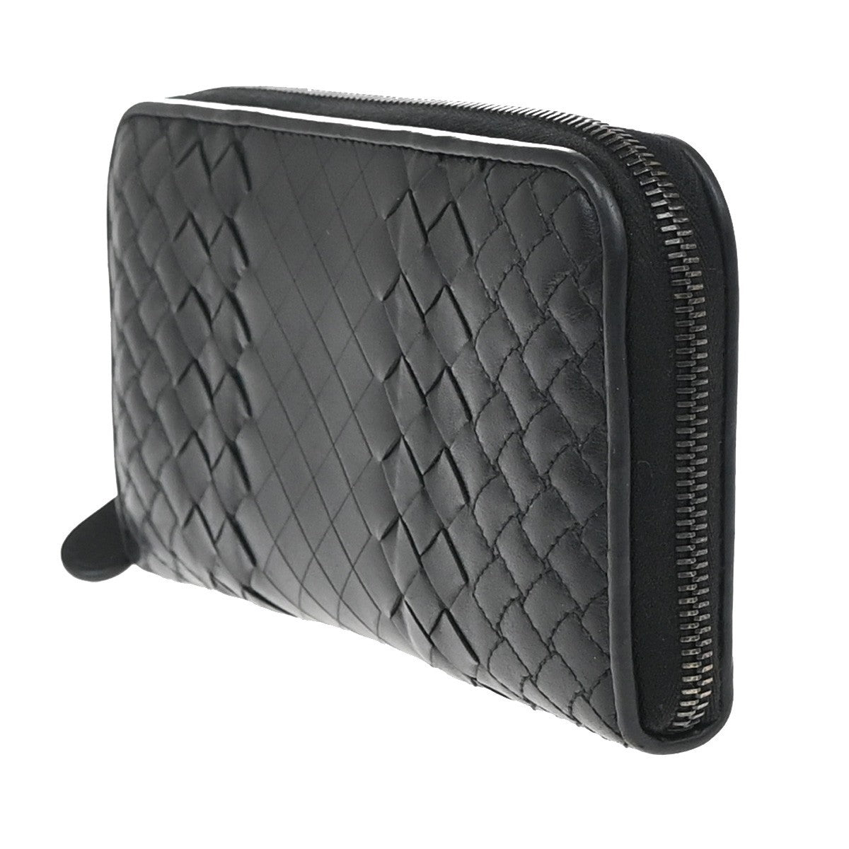 BOTTEGA VENETA Intrecciato Long Zipper Around Wallet Leather Black 65EG120