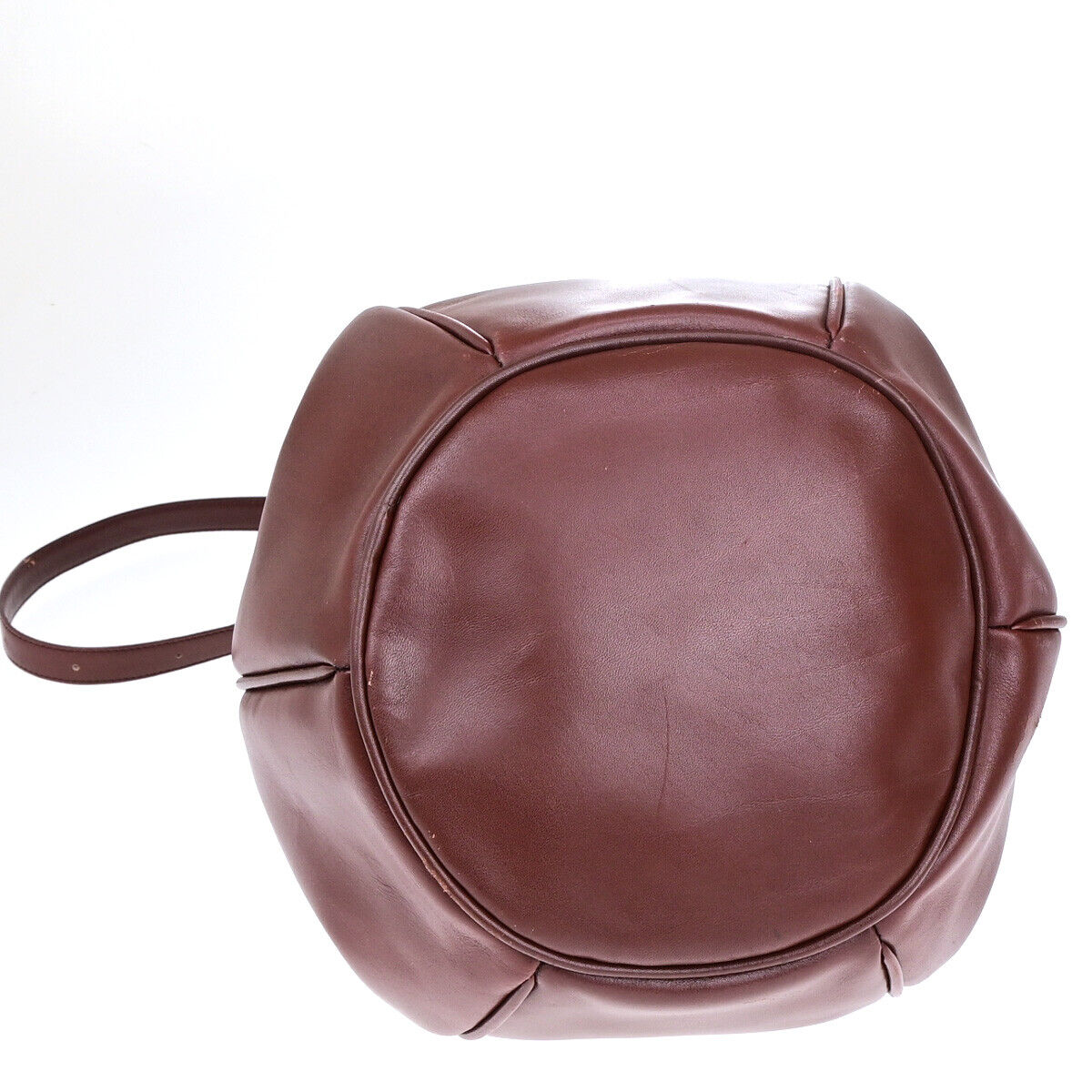 MUST DE CARTIER 2C Logo Drawstring Shoulder Bag Leather Bordeaux GHW 67YF121