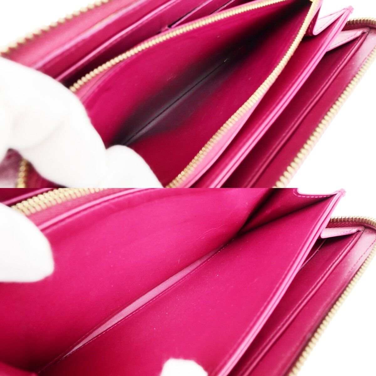 LOUIS VUITTON Long Zippy Wallet Monogram Vernis Leather Pink M91597 09EB261