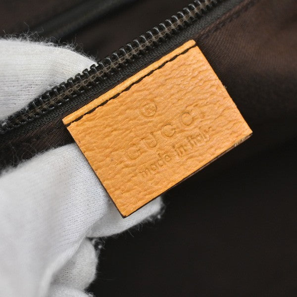 GUCCI Logo Sherry GG Pattern Hand Bag Canvas Leather Brown Italy 31FC137