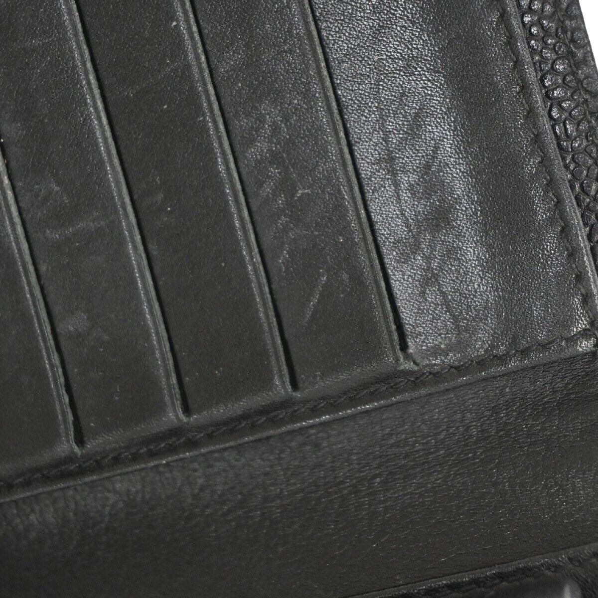 CHANEL CC Long Bifold Wallet Purse Caviar Skin Leather Black GHW Vintage 68YD942