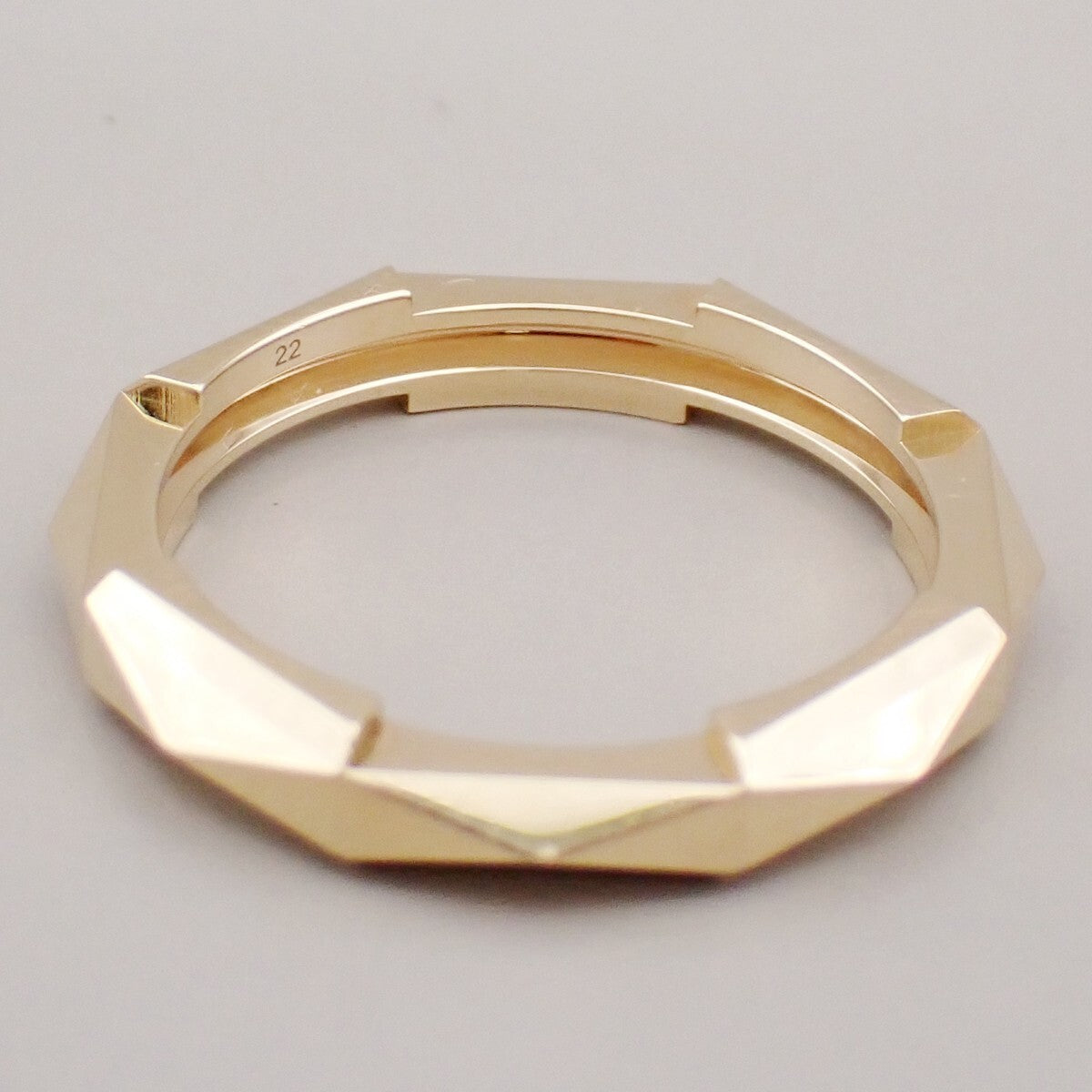 GUCCI Logo Link To Studded Ring Au750 (18K) Size 22 Yellow Gold Italy 25RK868