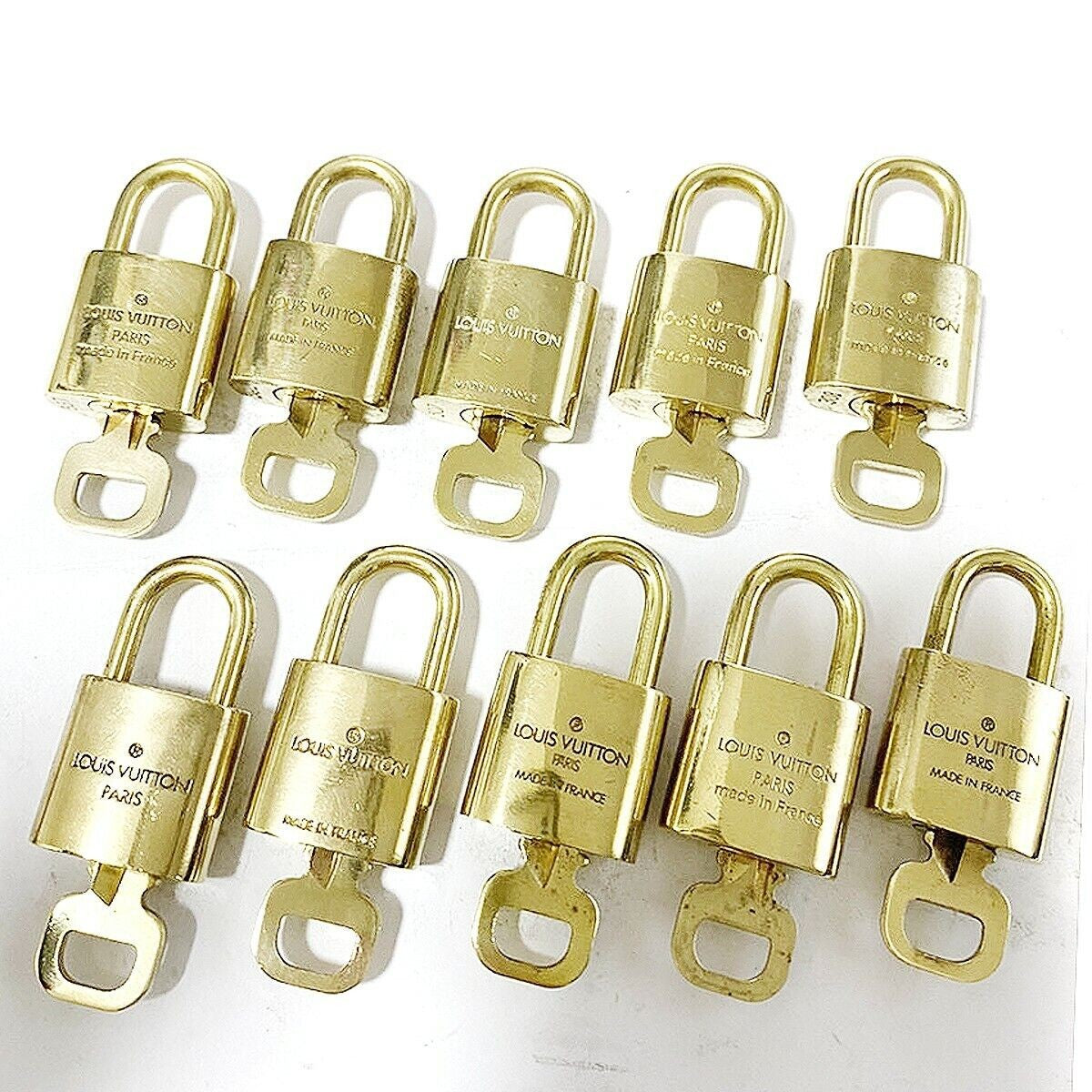 LOUIS VUITTON LV 10 SET PADLOCK KEY BAG CHARM CADENA GOLD-PLATED FRANCE 35MT126