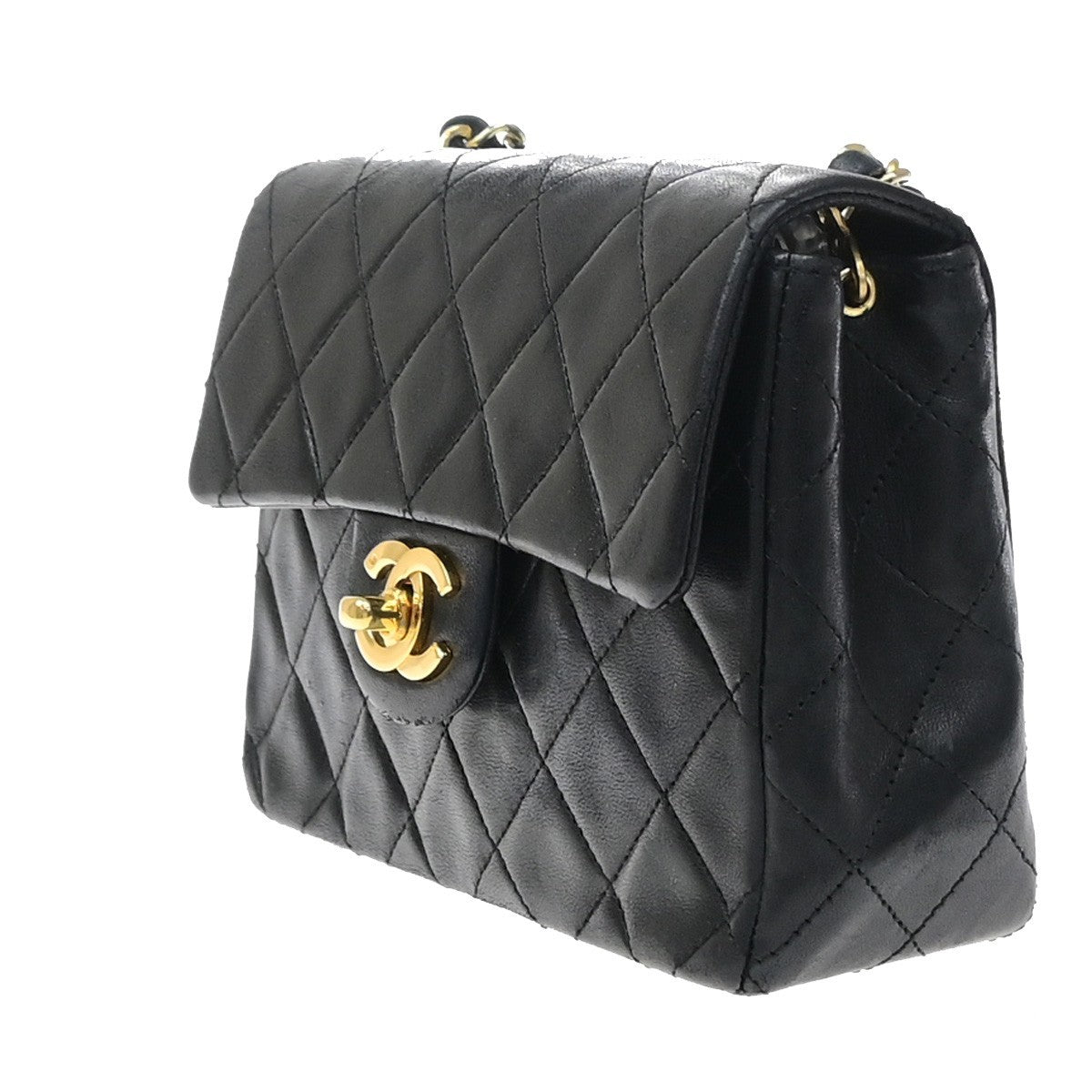 CHANEL CC Mini Matelasse Chain Shoulder Bag Leather Black GHW Vintage 805RP189