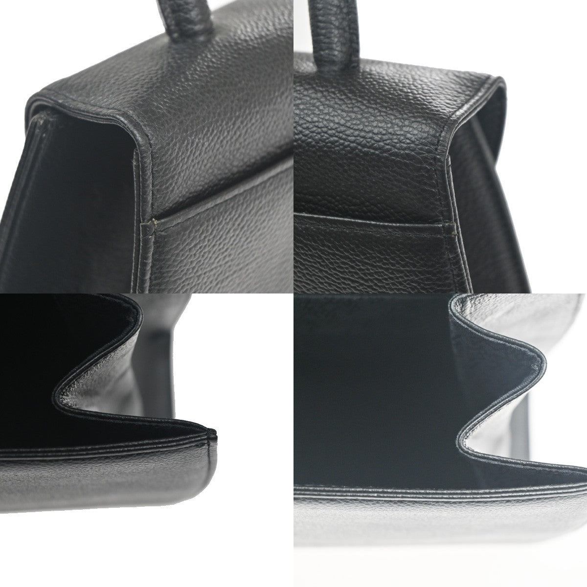 YVES SAINT LAURENT YSL Logo Flap Shoulder Hand Tote Bag Leather Black 71RL883